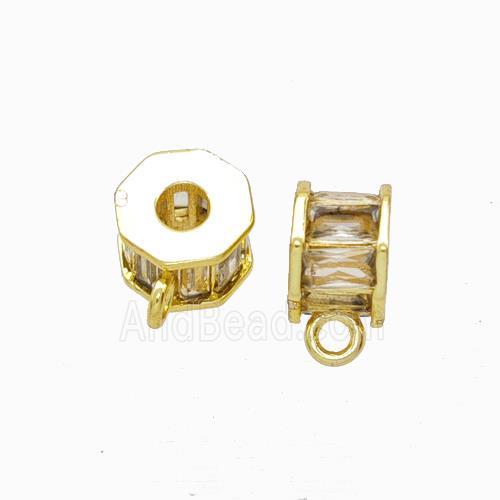 Copper Hanger Bail Micropave Zirconia Gold Plated