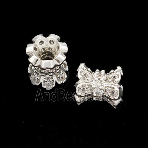 Copper Beadcaps Beads Micropave Zirconia Shiny Silver