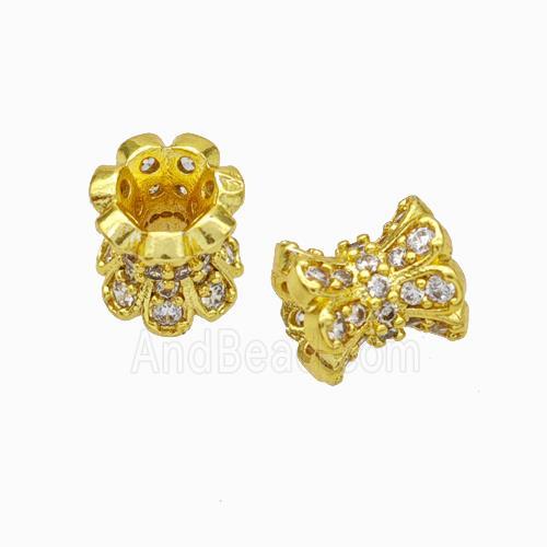 Copper Beadcaps Beads Micropave Zirconia Gold Plated