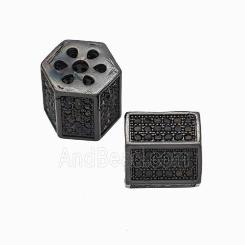 Copper Tube Beads Pave Zirconia Large Hole Black Plated