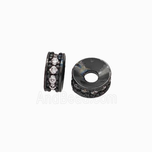 Copper Heishi Spacer Beads Pave Zirconia Black Plated
