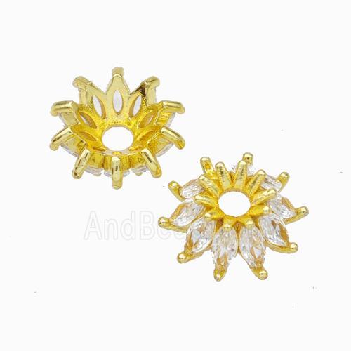 Copper Beadcaps Micropave Zirconia Gold Plated