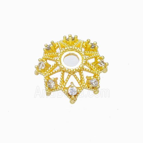 Copper Beadcaps Micropave Zirconia Gold Plated