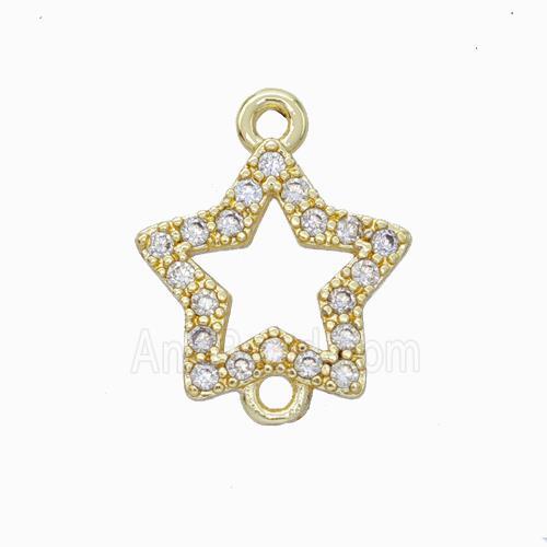Copper Star Connector Pave Zirconia Gold Plated