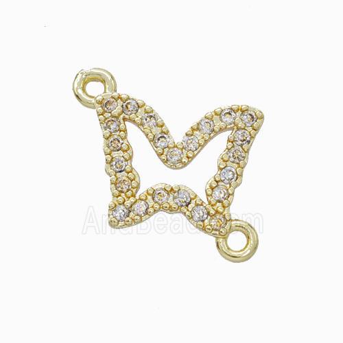 Copper Butterfly Connector Pave Zirconia Gold Plated