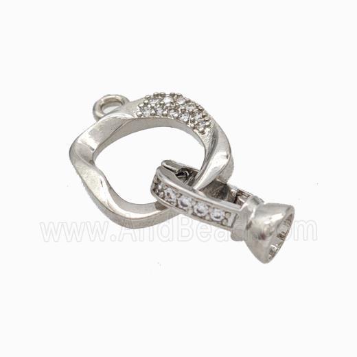 Copper Cordend Clasp Pave Zirconia Platinum Plated
