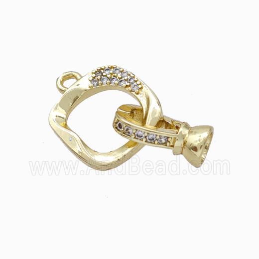 Copper Cordend Clasp Pave Zirconia Gold Plated