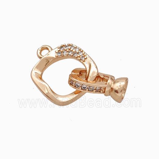 Copper Cordend Clasp Pave Zirconia Rose Gold