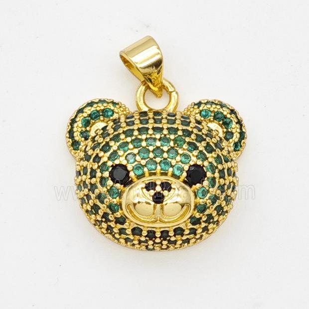Copper Bear Pendant Micropave Zirconia Gold Plated