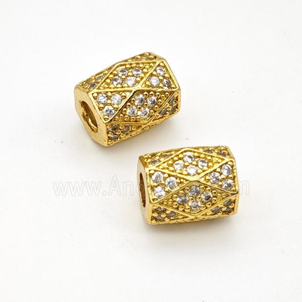 Copper Tube Beads Micropave Zirconia Large Hole Gold Plated