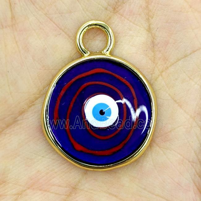 Copper Evil Eye Pendant Painted Gold Plated