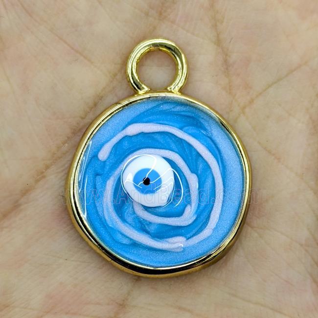 Copper Evil Eye Pendant Blue Painted Gold Plated