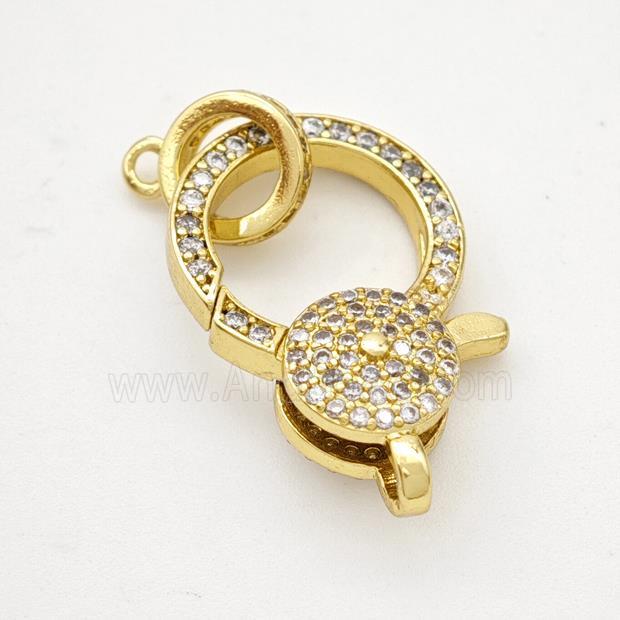 Copper Lobster Clasp Micropave Zirconia Gold Plated