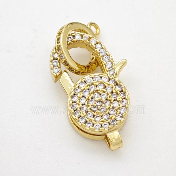 Copper Lobster Clasp Micropave Zirconia Gold Plated