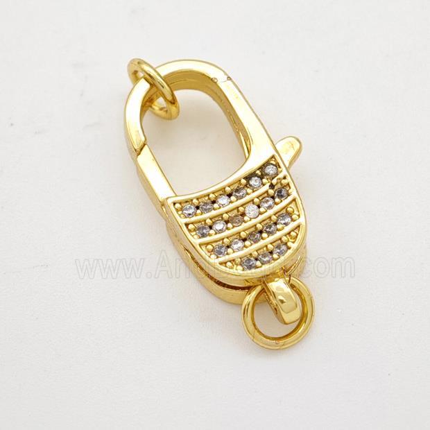 Copper Lobster Clasp Micropave Zirconia Gold Plated