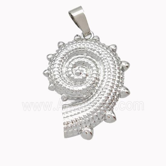 Spiral Shell Charms Copper Pendant Platinum Plated