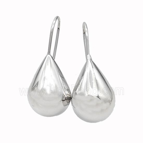 Copper Teardrop Hook Earrings Platinum Plated