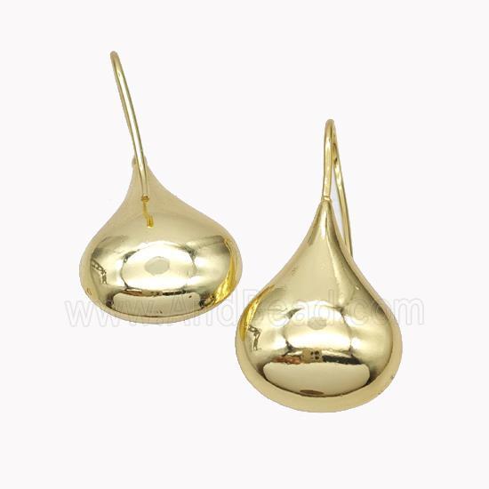 Copper Teardrop Hook Earrings Gold Plated