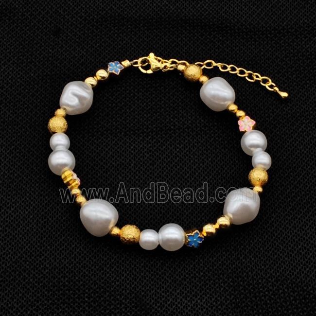 Copper Pearlized ABS Resin Bracelet Gold Plated