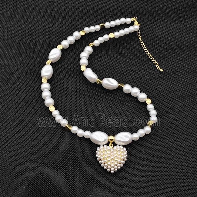 Pearlized ABS Resin Necklace With Heart