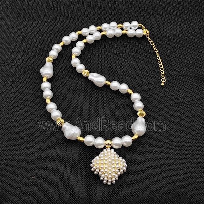 Pearlized ABS Resin Square Necklace