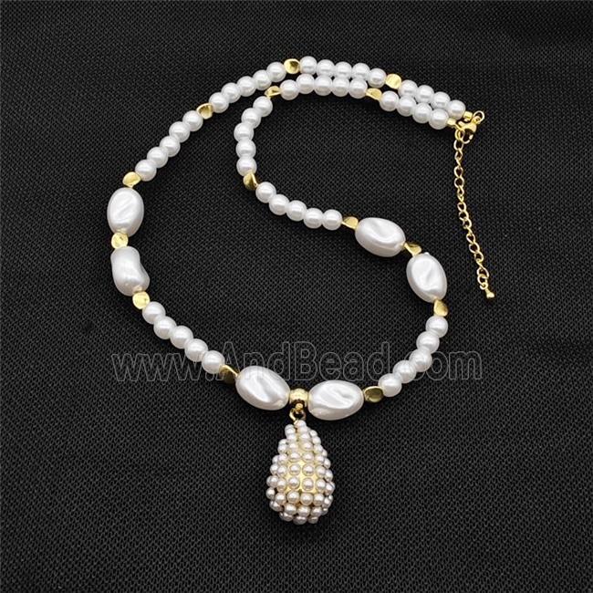 Pearlized ABS Resin Necklace Teardrop