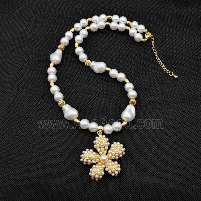 Pearlized ABS Resin Necklace Flower