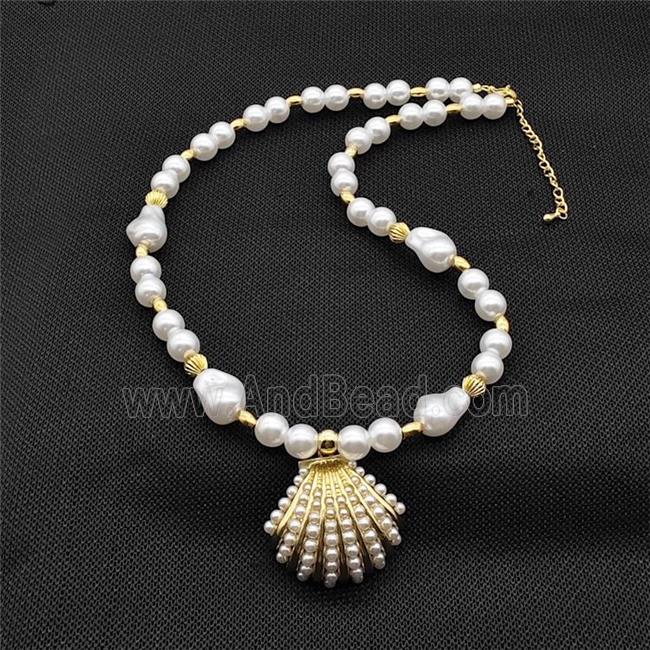 Pearlized ABS Resin Necklace Scallop Shell