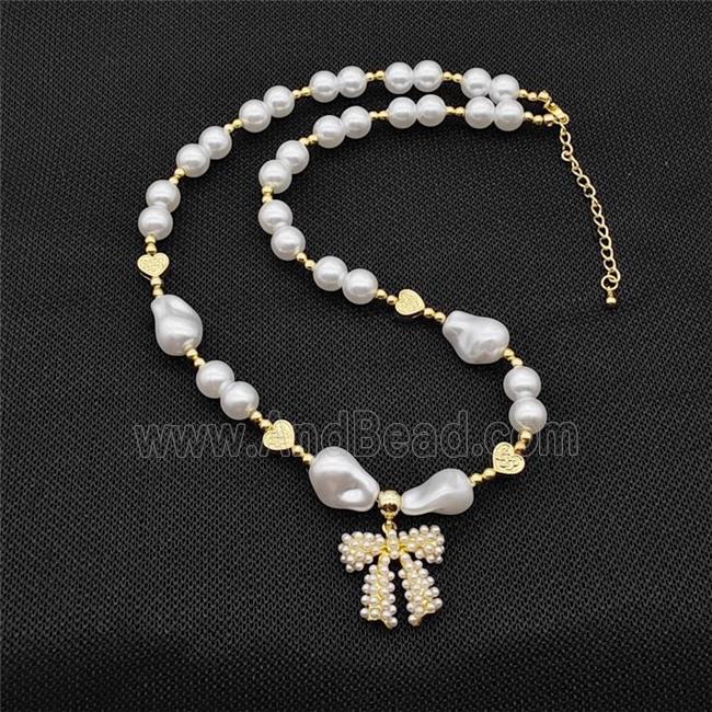Pearlized ABS Resin Necklace Bow