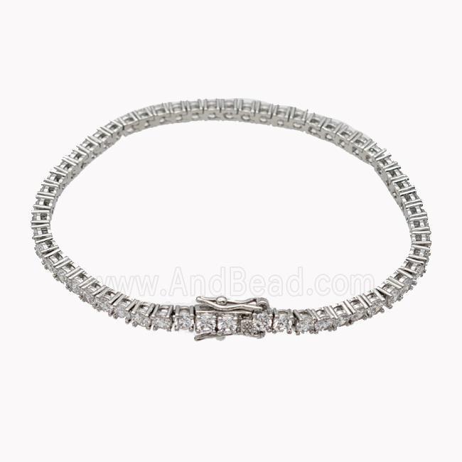 Copper Bracelet Pave Red Crystal Glass Platinum Plated