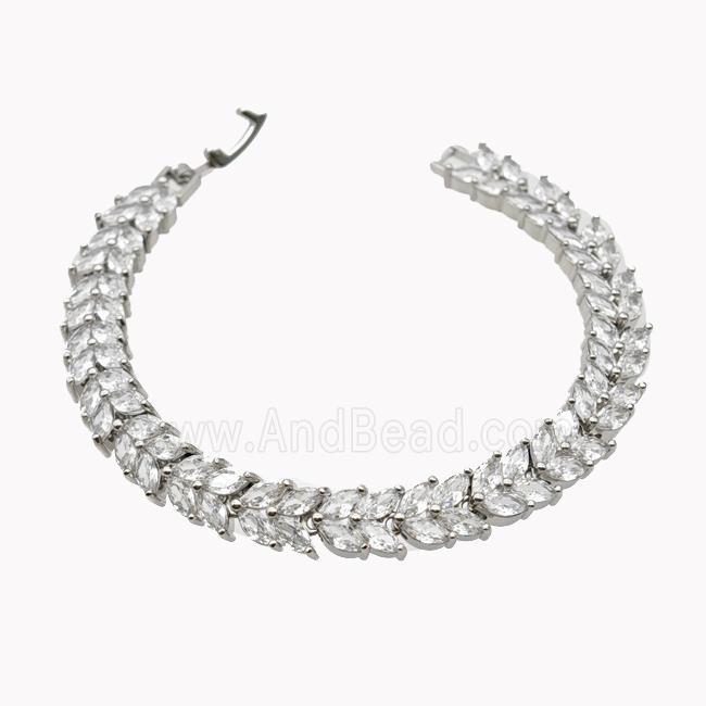 Copper Bracelet Pave Crystal Glass Platinum Plated