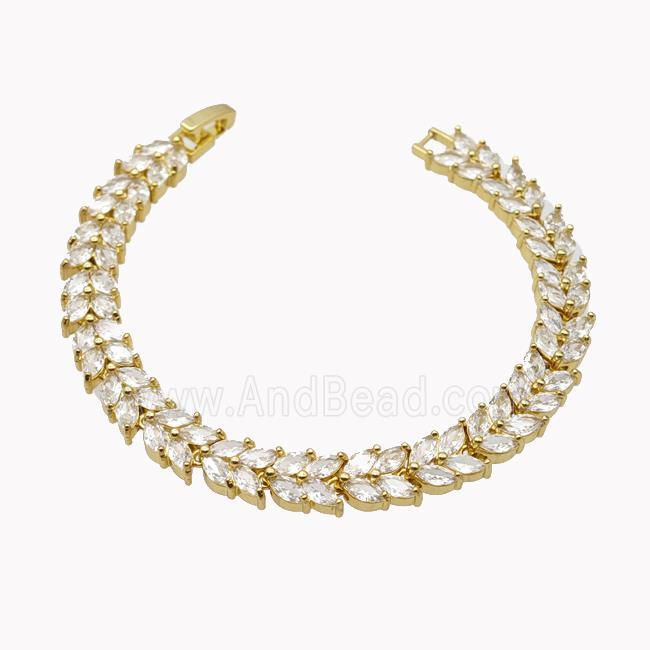 Copper Bracelet Pave Crystal Glass Gold Plated