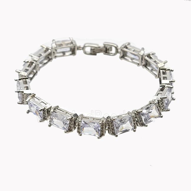 Copper Bracelet Pave Crystal Glass Platinum Plated