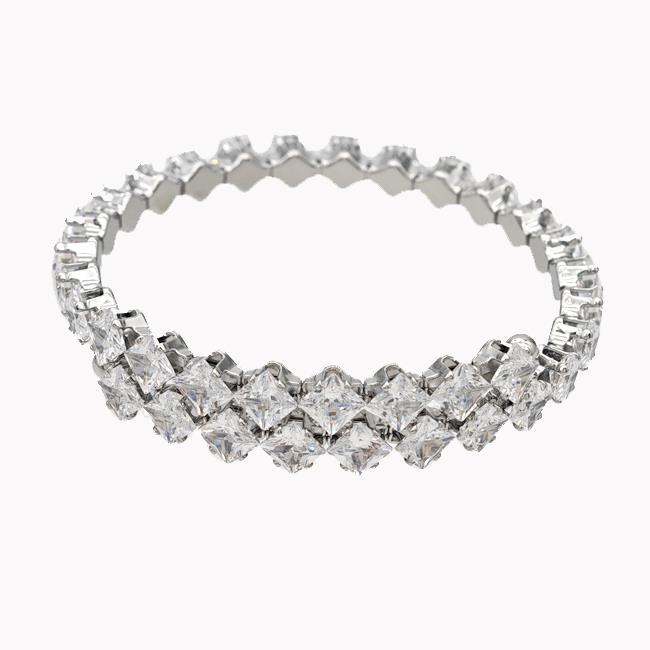 Copper Bangle Pave Crystal Glass Platinum Plated