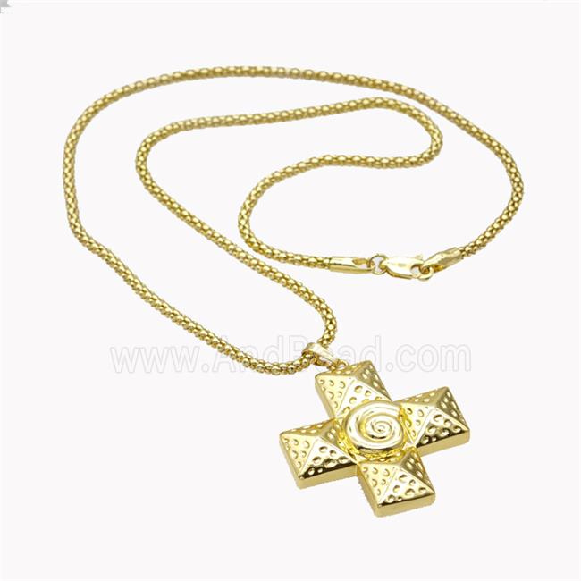 Copper Necklace With Cross Gold Plated