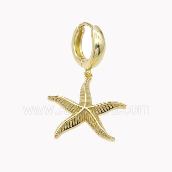 Copper Starfish Hoop Earrings Gold Plated