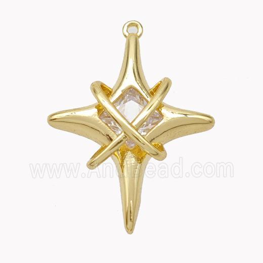 Copper Northstar Pendant Pave Zirconia Gold Plated