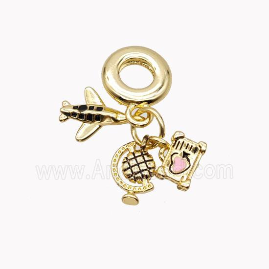 Copper Airplane Tellurion Heart Pendant Gold Plated