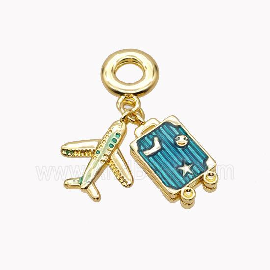 Copper Airplane Travel Box Pendant Gold Plated