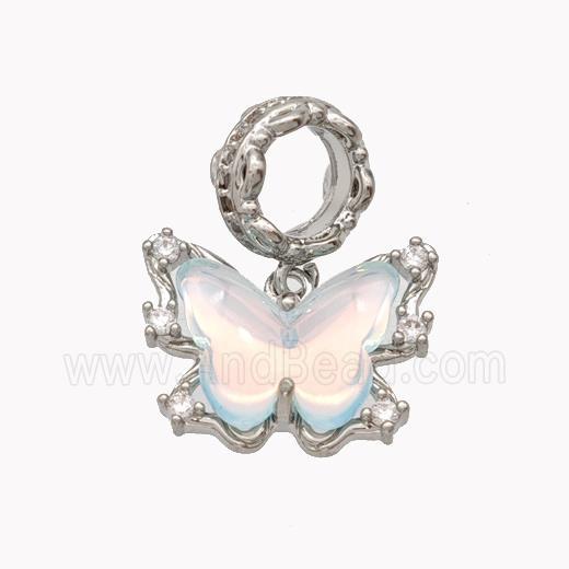 Copper Butterfly Pendant Pave Acrylic Platinum Plated