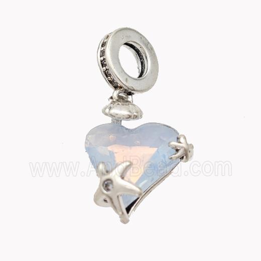 Copper Heart Pendant Pave Acrylic Platinum Plated