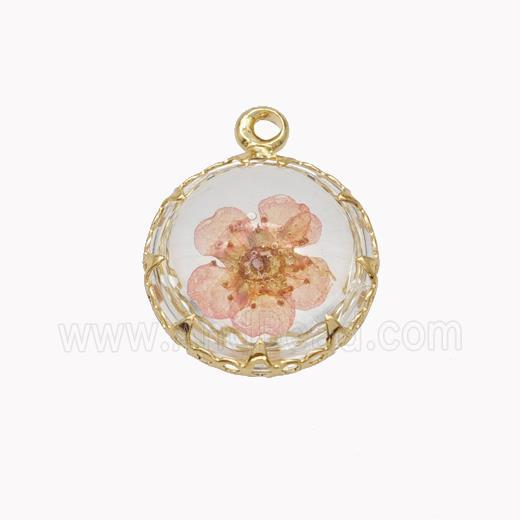 Acrylic Flower Pendant Gold Plated
