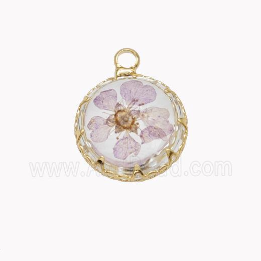 Acrylic Flower Pendant Gold Plated