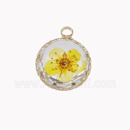 Acrylic Flower Pendant Gold Plated