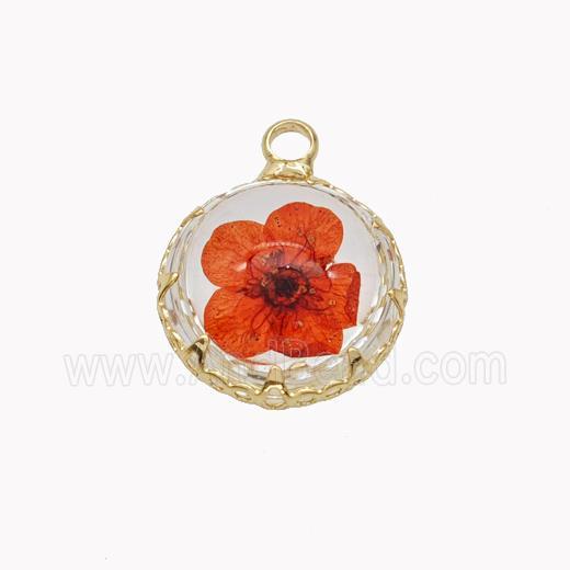 Acrylic Flower Pendant Gold Plated
