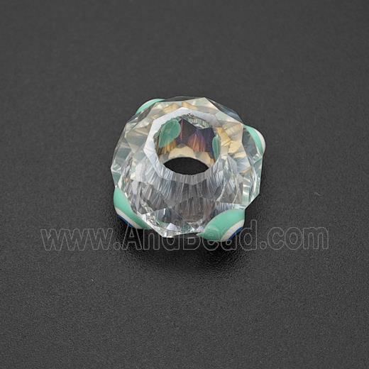 Crystal Glass Rondelle Beads With Evil Eye Large Hole Faceted