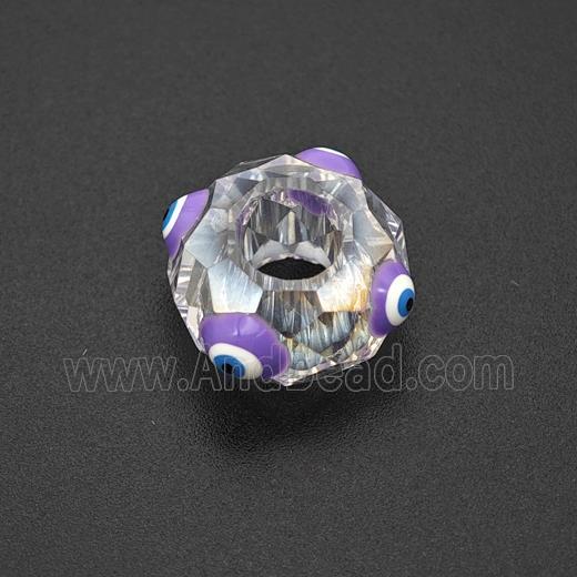 Crystal Glass Rondelle Beads With Evil Eye Large Hole Faceted