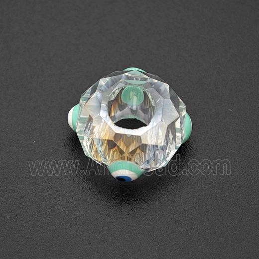 Crystal Glass Rondelle Beads With Evil Eye Large Hole Faceted