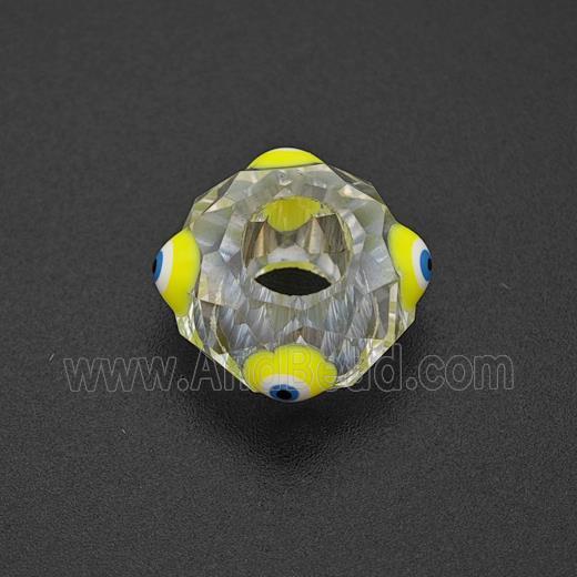 Crystal Glass Rondelle Beads With Evil Eye Large Hole Faceted