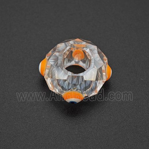 Crystal Glass Rondelle Beads With Evil Eye Large Hole Faceted